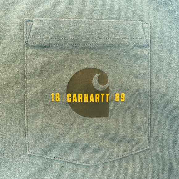 Carhartt Mens T-shirt XL Relaxed Fit Long-Sleeve Pocket Tee 18 Carhartt 89 Logo - Picture 4 of 9